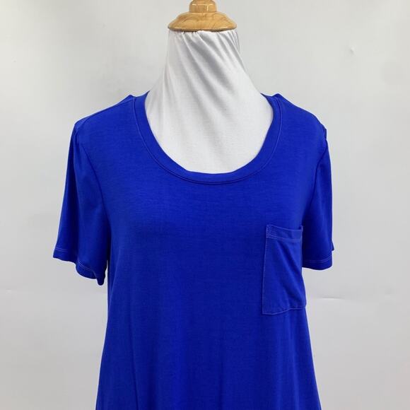 Splendid Tee Dress Womens S Small Royal Short Sleeve Chest Pockets Stretch Mini - Picture 3 of 11